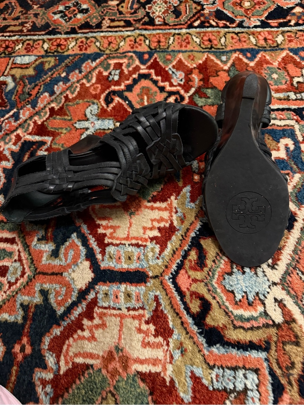 Tory Burch Black Woven Leather Heels - Picture 3 of 5